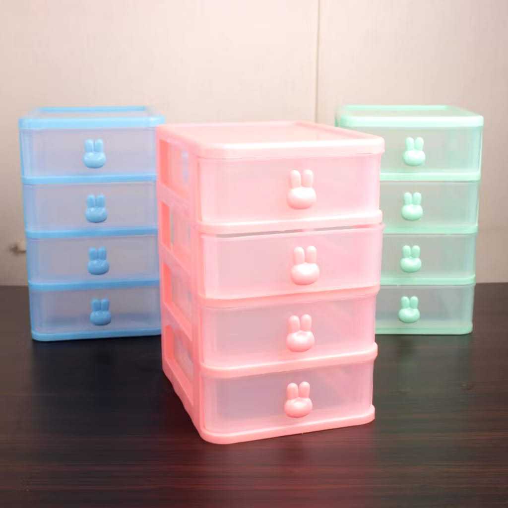 Laci Mini Rabbit Susun 4 / Laci Mini Plastik / Tempat Alat Tulis Plastik