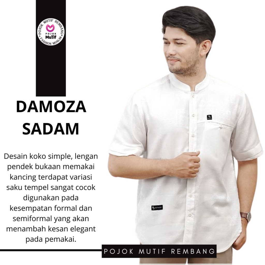 JUAL BAJU KOKO COWOK PUTIH TERBARU - DAMOZA SADAM KOKO PUTIH KERAH KOKO BAHAN NYAMAN ADEM