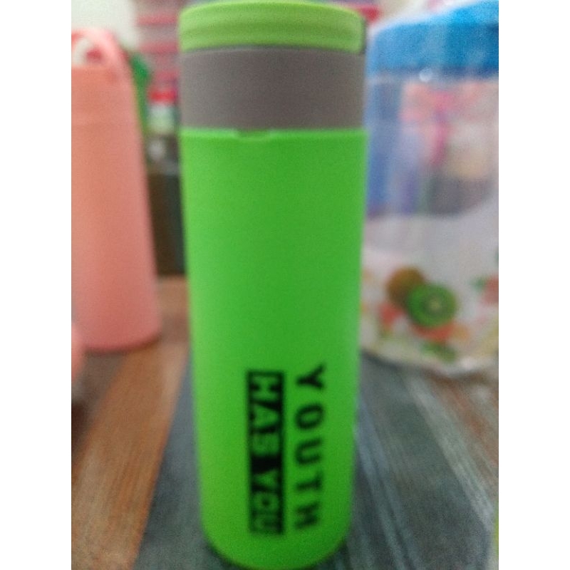 Botol minum kaca youth 450 Ml. mini termos karakter