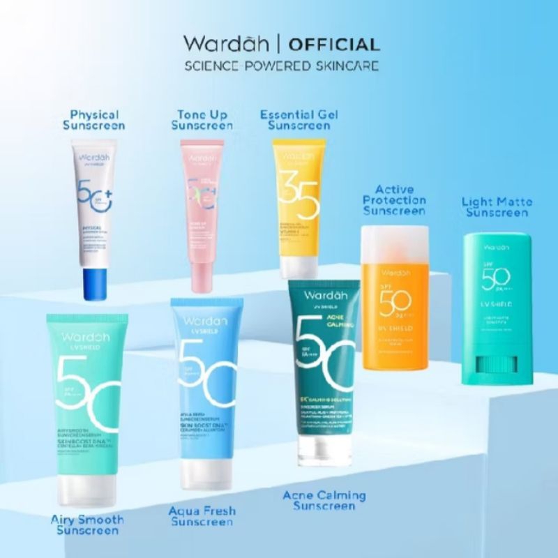 Wardah UV Shield Sunscreen All Series Spf 35 50 Skincare Acne Calming Airy Active Aqua Fresh Essenti