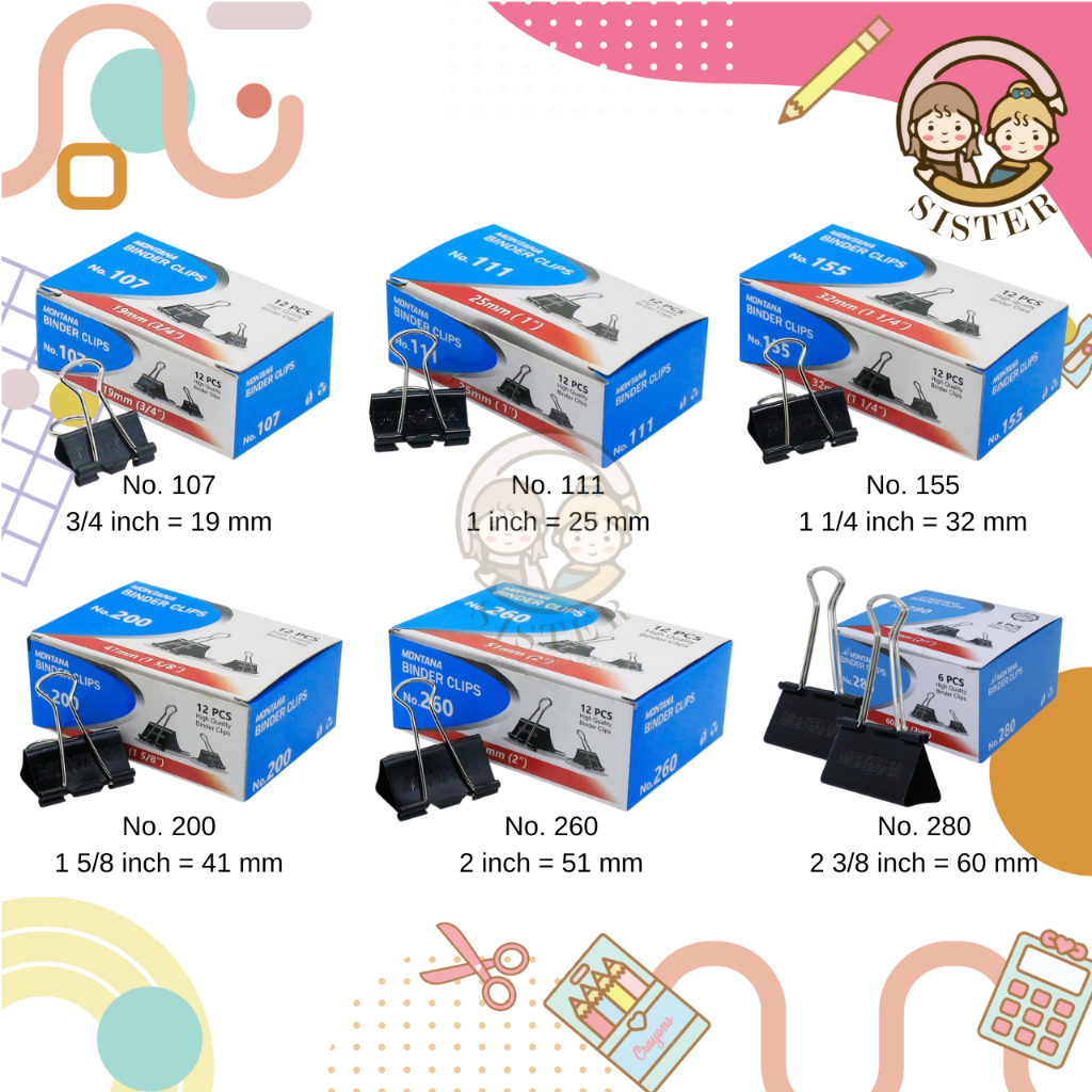 

Binder Clip No.107 / No.111 / No.155 / No.200 / No.260 / No.280 / Klip Penjepit Kertas