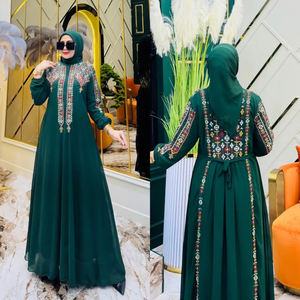 Ruby dress lebaran 2025 gamis muslimah terbaru dres bordir bunga