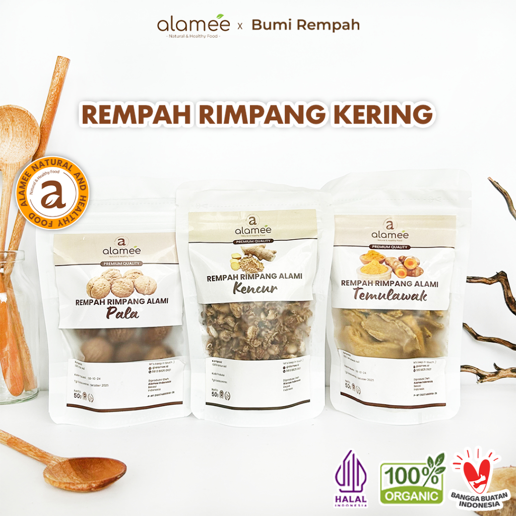 

ALAMEE Bumbu Dapur Rempah Kering 50gr Temulawak Jahe Kapulaga Ketumbar Lengkuas Kayu Manis Cengkeh