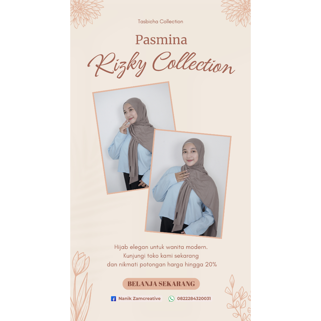 Jilbab Pasmina Kaos Premium Rizky Collection