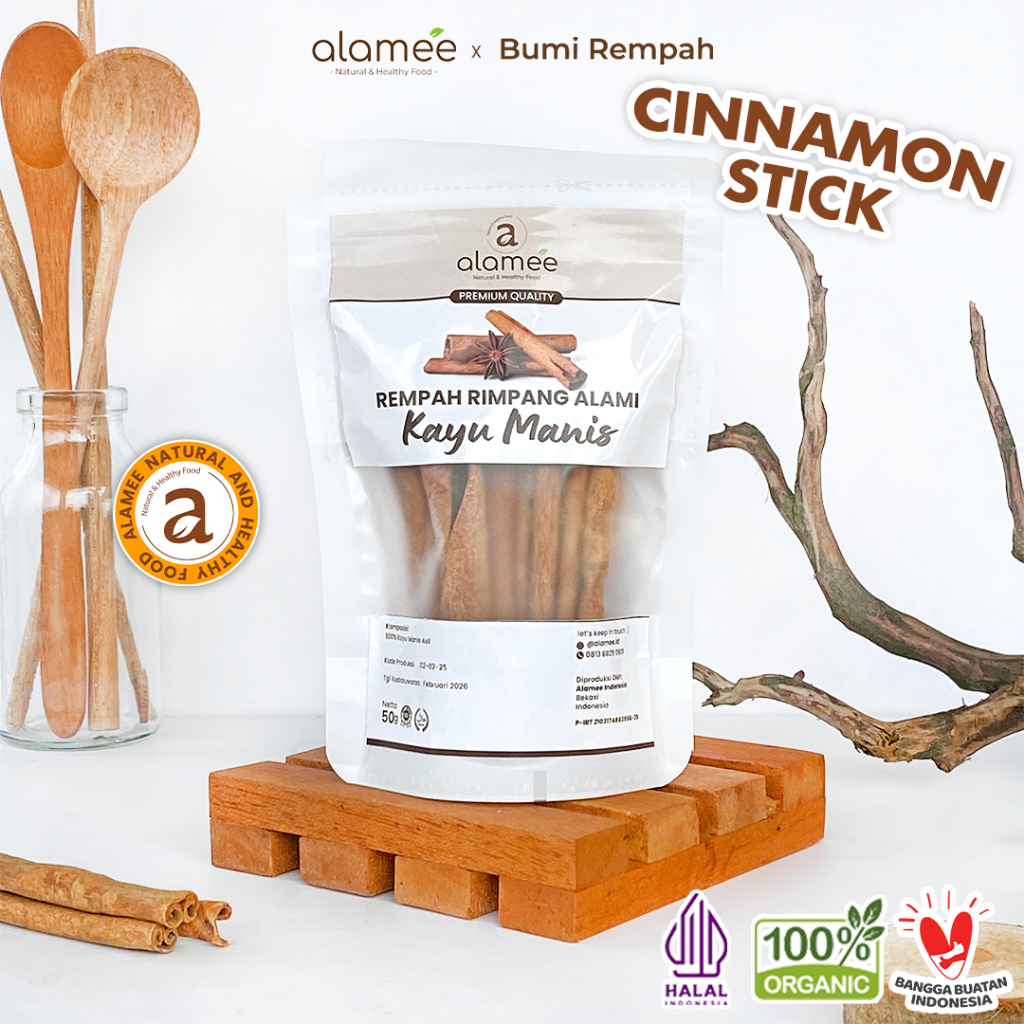 

ALAMEE Kayu Manis Batang Cinnamon Stick Rempah Rimpang Organik Alami Bumbu Masak Dapur Seasoning 50g
