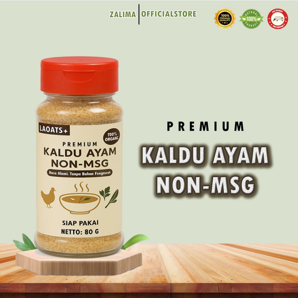 

Kaldu Ayam Non MSG LAOATS+ 80g Tanpa Pengawet & Penyedap Buatan 100% Organik Siap Pakai