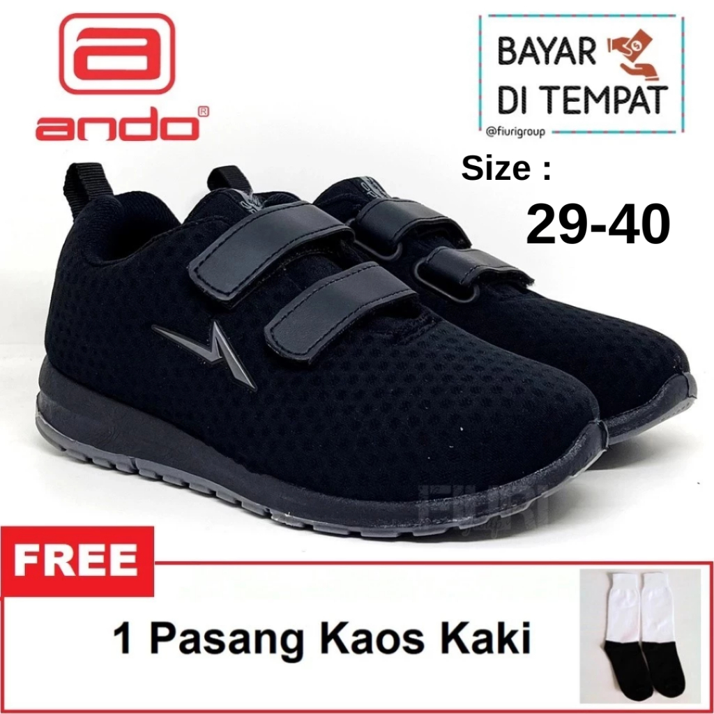FIURI - ANDO ORIGINAL - SIP 21 VIANY PEREKAT 29-40 FULL HITAM - Sepatu Kets Pria - Sneakers Pria - S