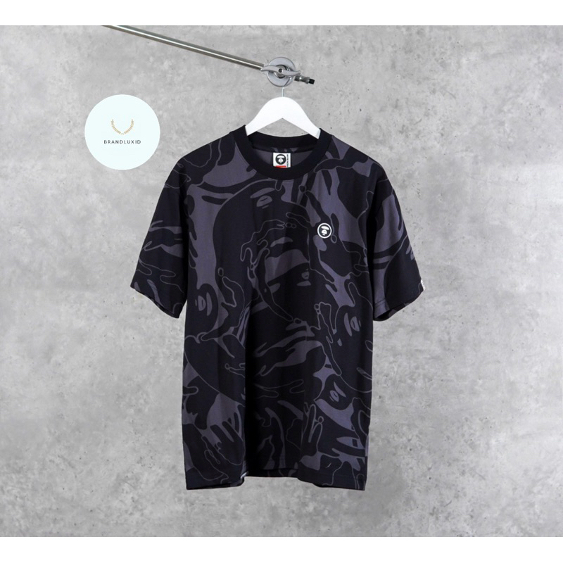 Aape by A Bathing Ape  Now Embroidery White Tshirt in Camo Black , Green & Grey (unisex)