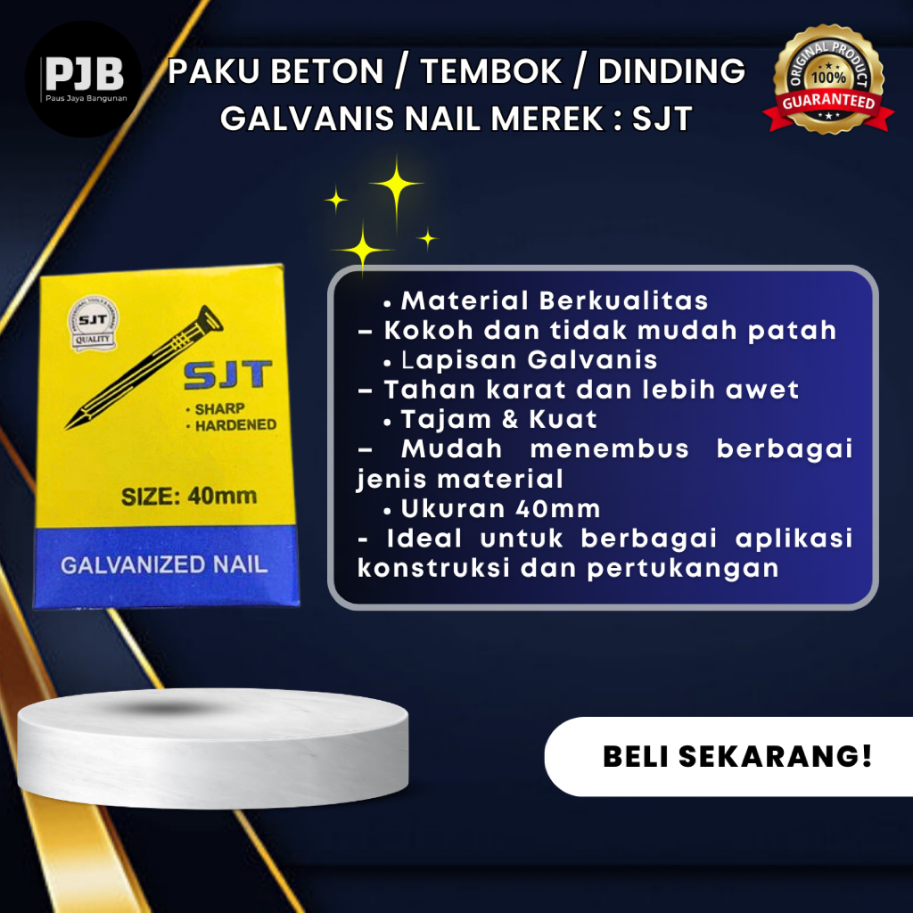 Paku Beton Putih SJT Paku Galvanis Dinding Tembok Tajam dan Kuat