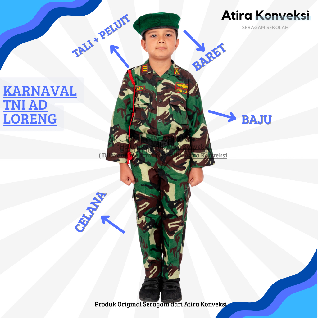 BAJU PROFESI TENTARA TNI AD LORENG - BAJU PROFESI ANAK TK