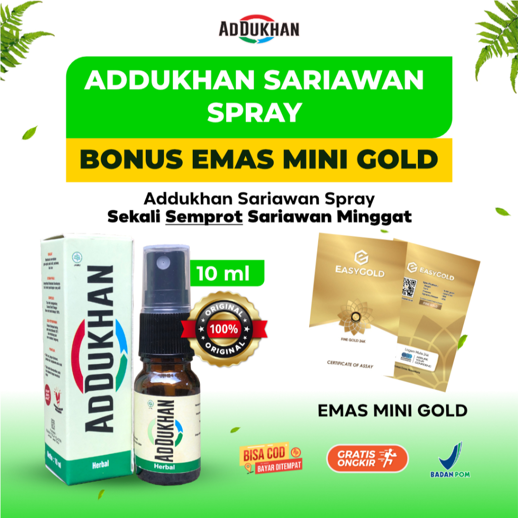 Obat Sariawan Tetes 10 ml Bonus EMAS Addukhan Sariawan Mulut Lidah Bibir Solusi Ampuh Gusi Berdarah