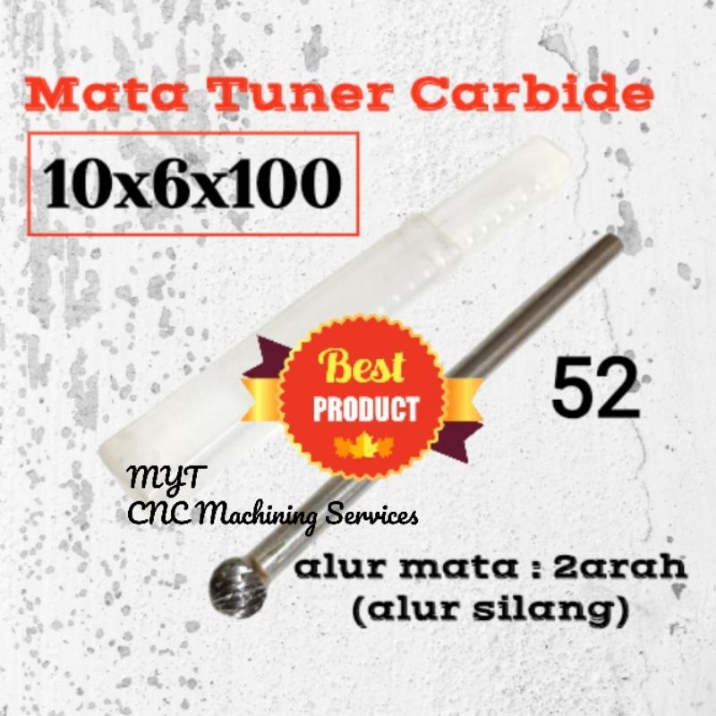 mata tuner cuner 10x6x100mm porting rotary burrs rotary file tungsten carbide batang 6mm kepala 10mm