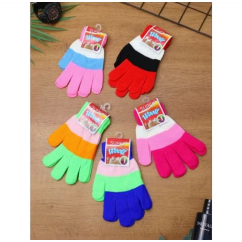 SARUNG TANGAN MOTOR WANITA RAJUT MOTIF PELANGI/SARUNG TANGAN WANITA SALUR