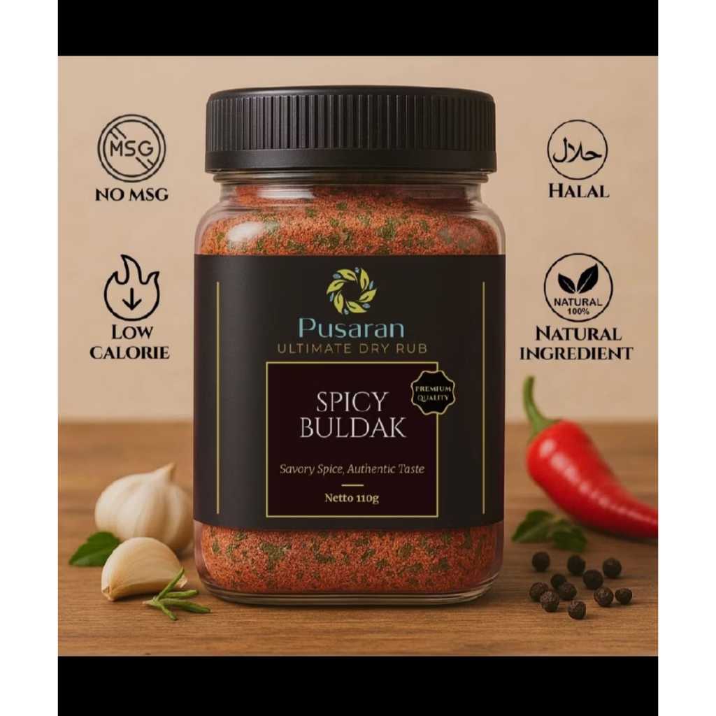 

Classica2106 Pusaran Rempah Spicy Buldak Korea - Dry Rub Bumbu Marinasi Rendah Kalori 110Gr