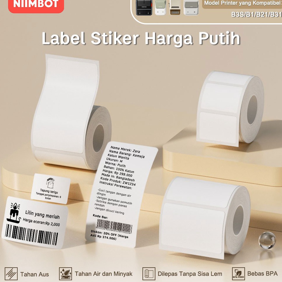 

KODE I87Y NIIMBOT B21B1B3S Kertas Stiker Label Termal Putih Lebar Pakaian Harga Komoditas Makanan