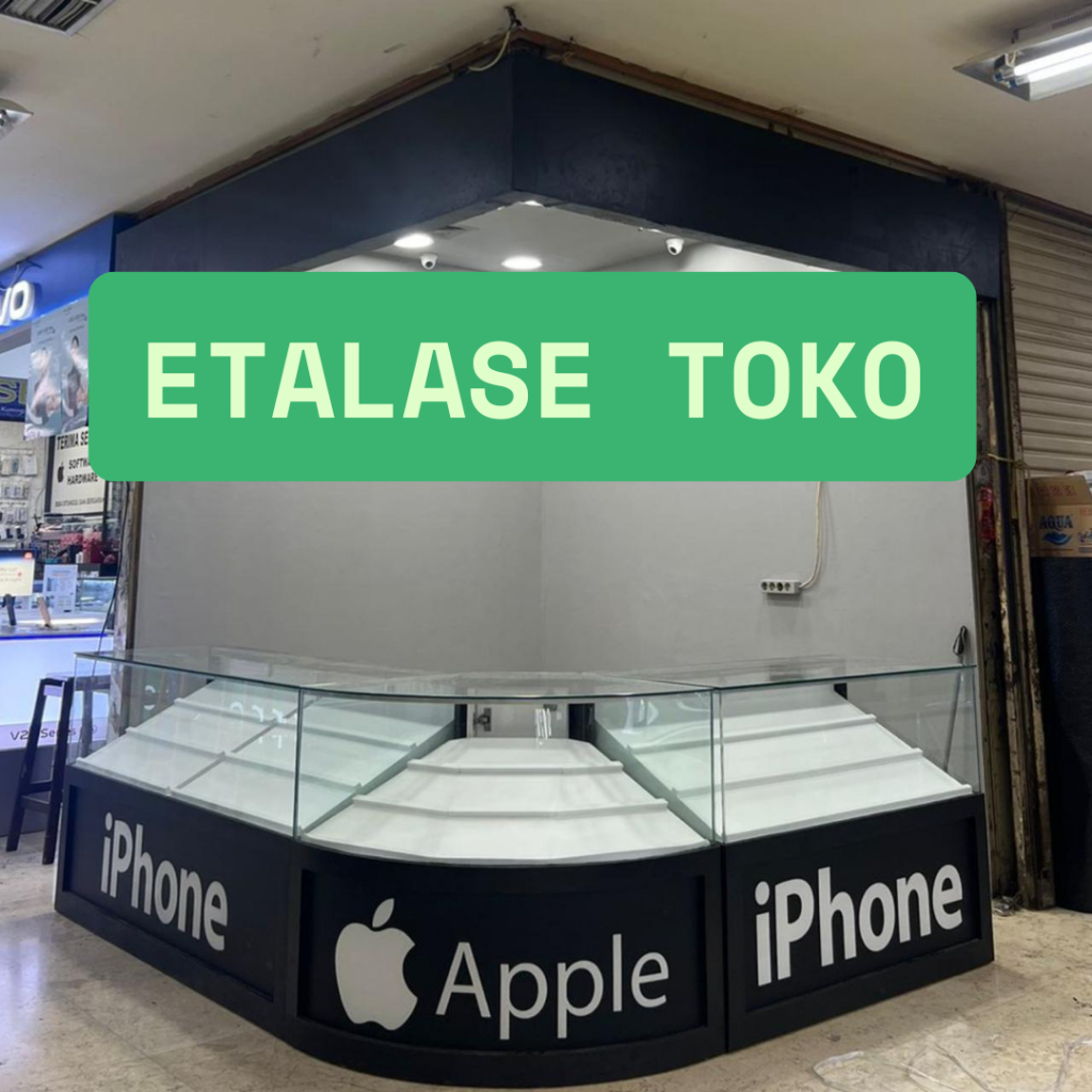 Etalase Display Kaca LED Model L– Showcase Toko HP / Aksesoris / Perhiasan / Kosmetik