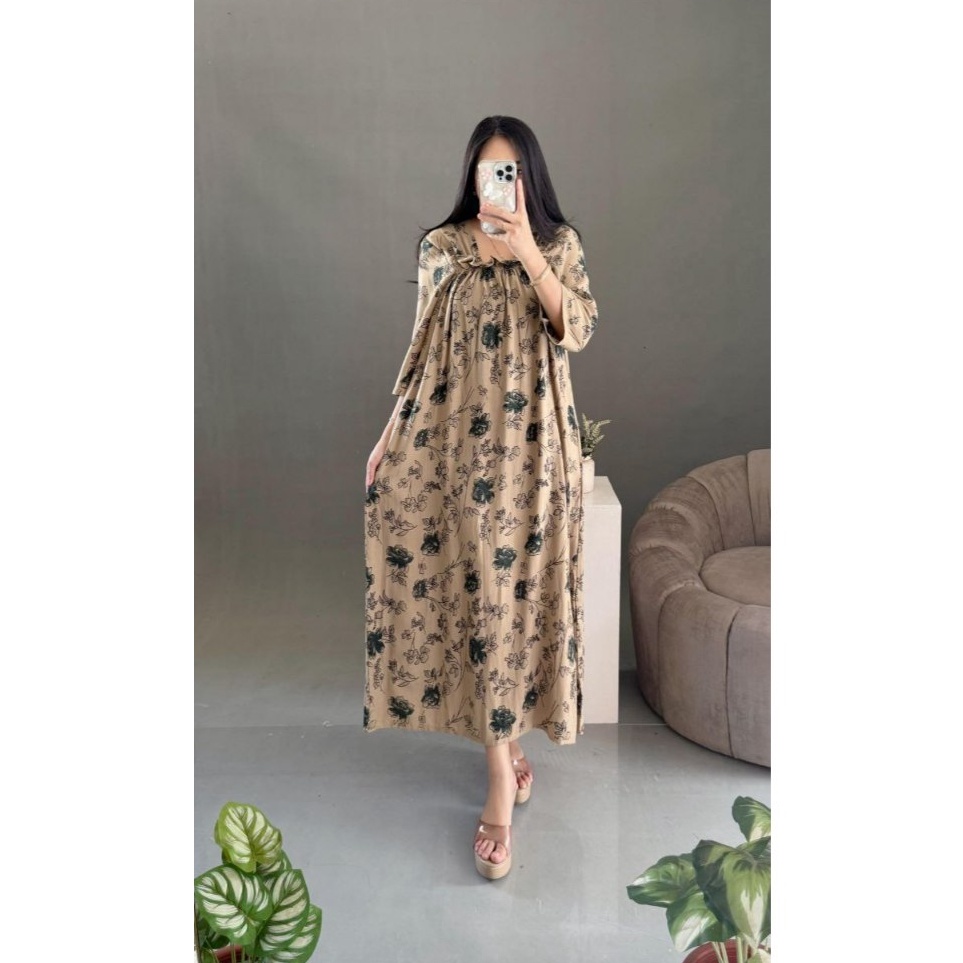 KODE U72H Longdress Fuji Daster Panjang Semata kaki Daster Fuji Lengan Panjang Motif Kekinian Simple