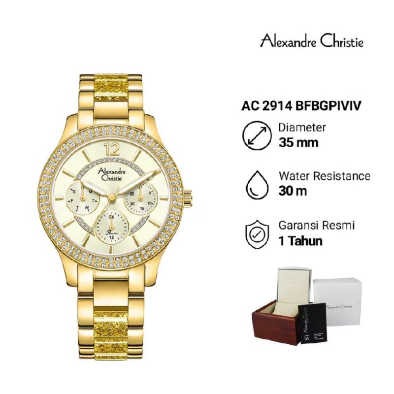 Jam Tangan Wanita Alexander Christie AC 2914 BFBGPIVIV Analog Cronograph Stainless Steel