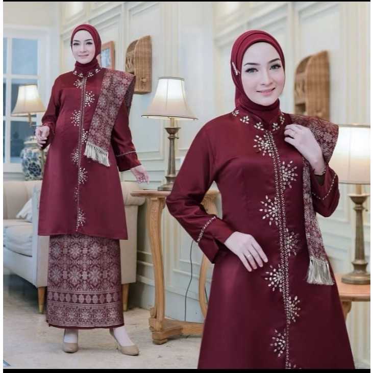 ( COD ) Setelan Songket Selendang Azalea | Baju Kurung Melayu Malaysia / Baju Kurung Malaysia Terbar