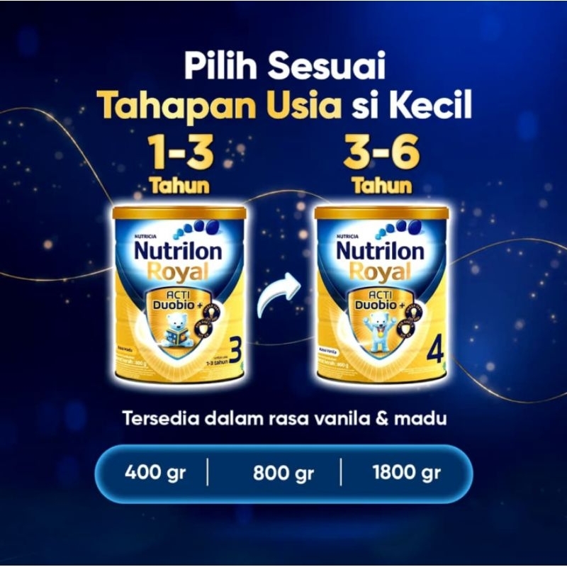 

Nutrilon Royal 3 & 4 400gr/800gr rasa Vanilla dan Madu