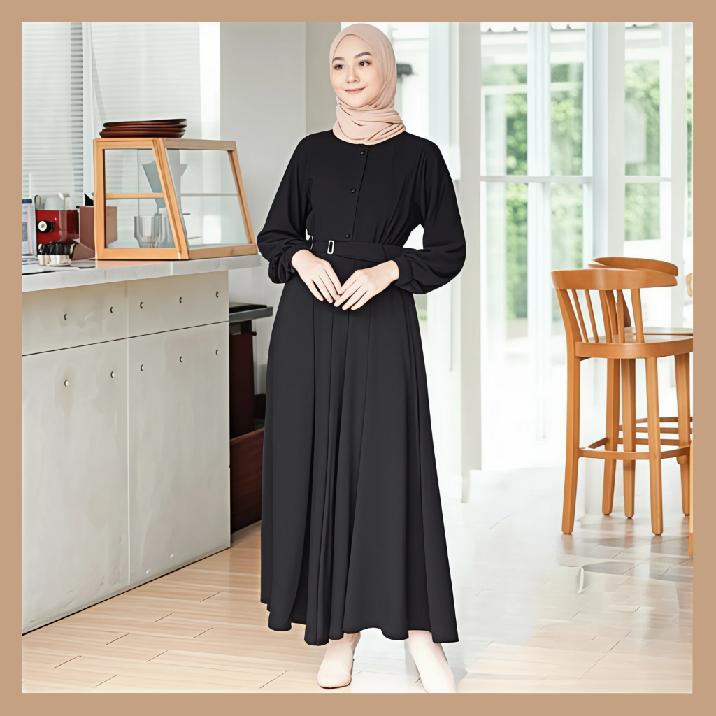 GAMIS POLOS WANITA WARNA HITAM KEKINIAN BAHAN ADEM TERBARU BY SAUDAGAR BAJU MUSLIM