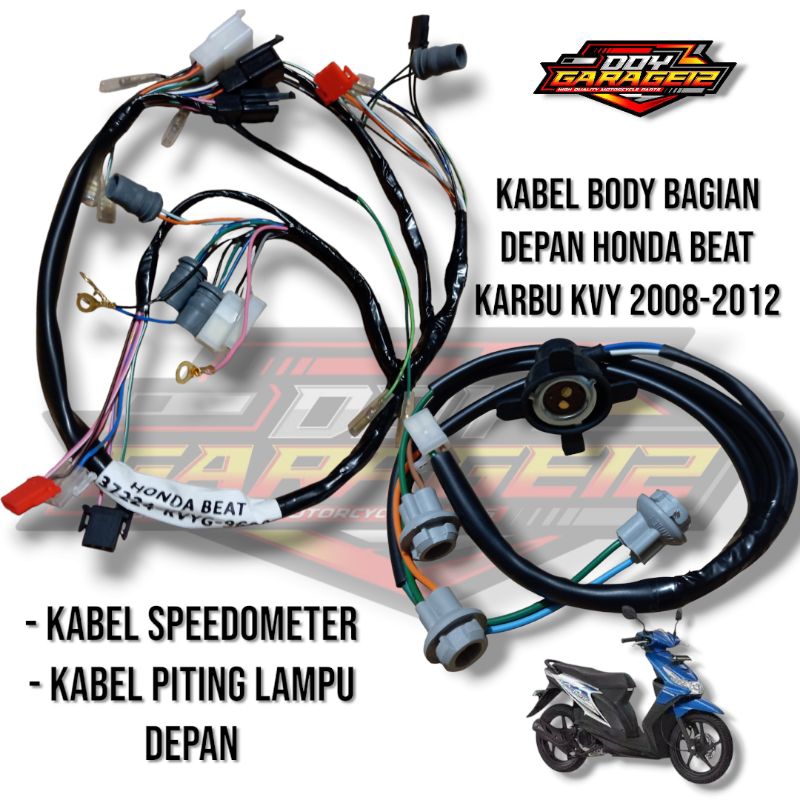 Kabel Body Bagian Depan Honda Beat Karbu KVY 2008-2012 Kabel Spidometer+Piting Lampu Depan Set Beat 