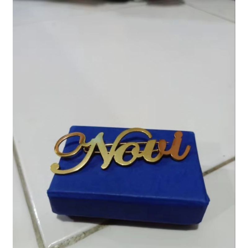 Bros custom nama titanium lapis emas (free cincin)