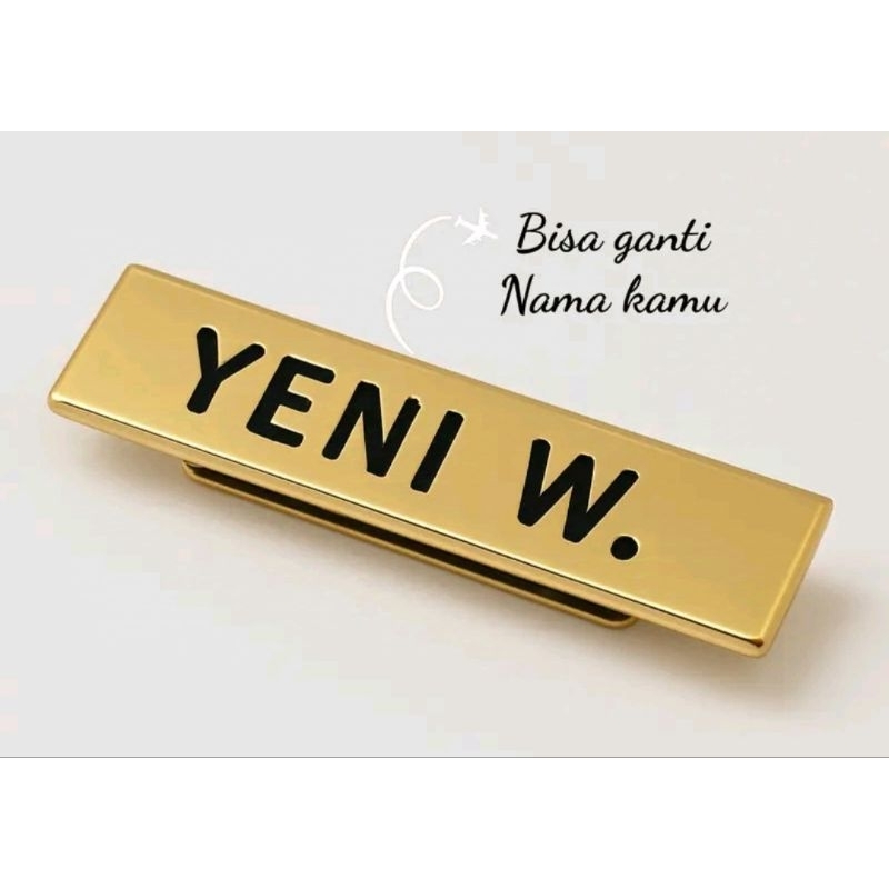 Bros nama tag titanium lapis emas (free cincin)