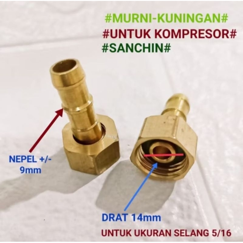 Nepel kompresor drat dalam 1/4 mm