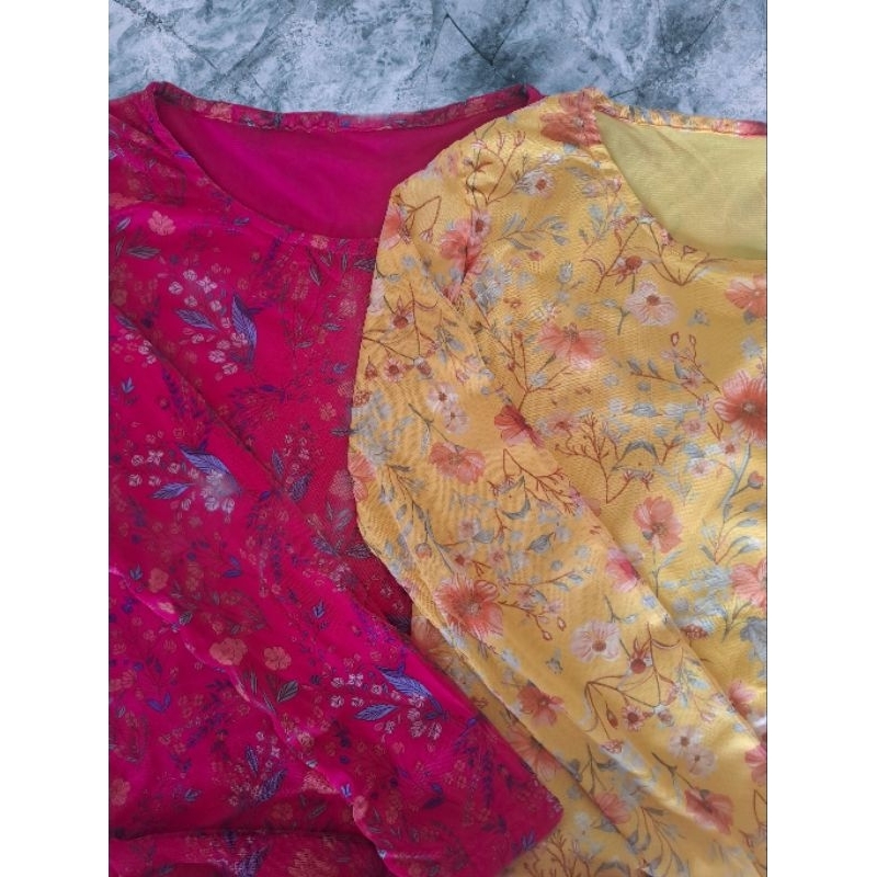 Blouse Panjang [Pink Fanta/ Fuschia dan Kuning]