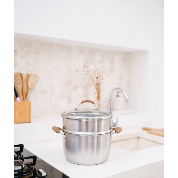 Steamer M panci kukus stainless steel sus 34 size diameter 2 cm dualfungsi estetik bisa untuk masak 