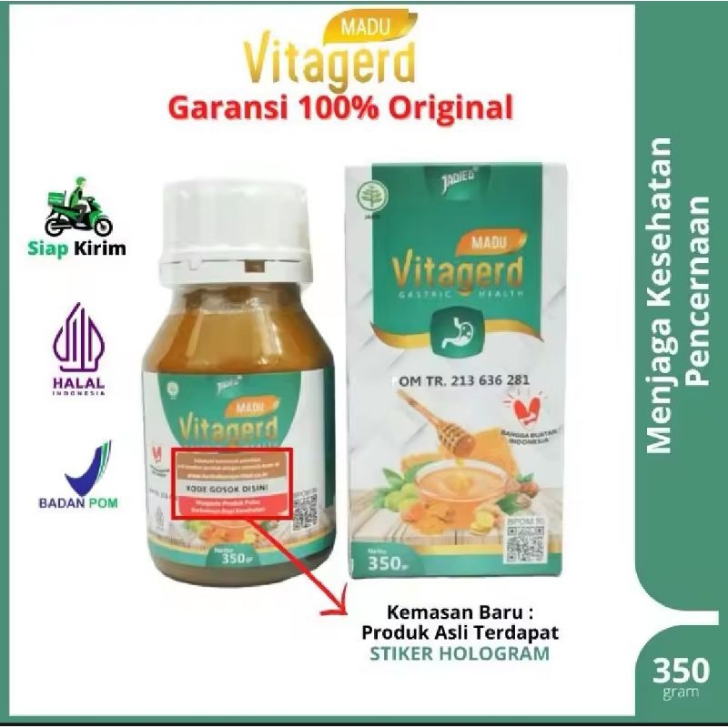 Madu Vitagerd Herbal Asli Untuk Asam Lambung Gerd Vertigo Maag Original