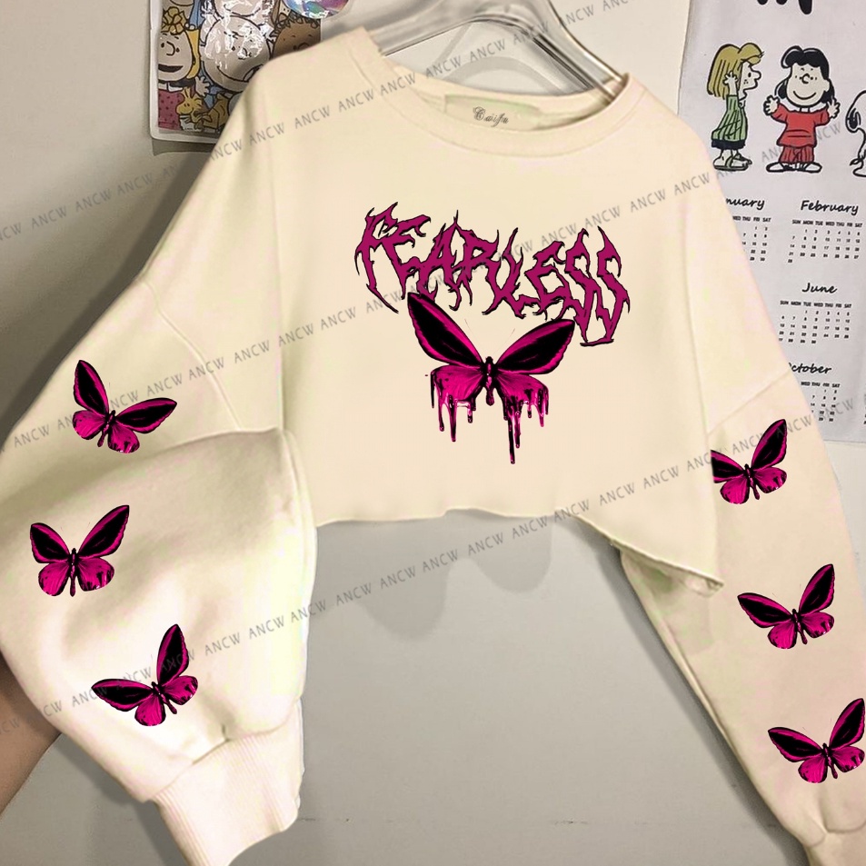 Flash Sale  FEARLESS SWEATER CROP KOREAN STYLE TERBARU