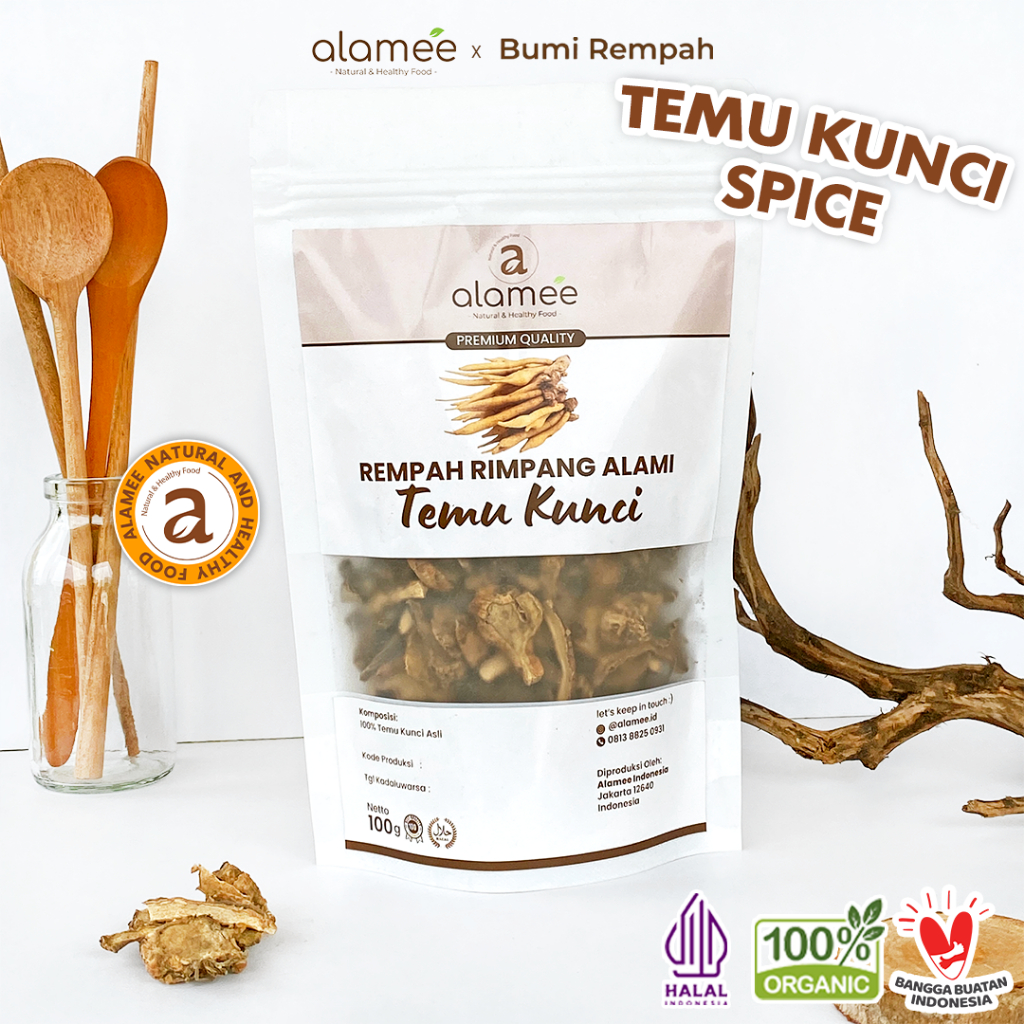 

ALAMEE Temu Kunci Kering Fingerroot Rempah Rimpang Alami Iris Bumbu Seasoning Masakan Masak 100g