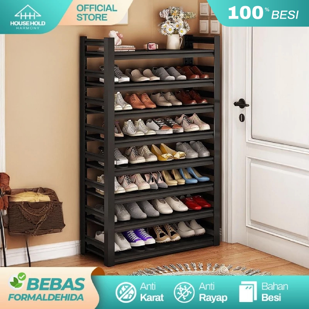 Rak Sepatu Besi Rak Sepatu Besi Kuat Tebal Rak Sepatu Susun Besi Kokoh Rak Sepatu Aesthetic Besi