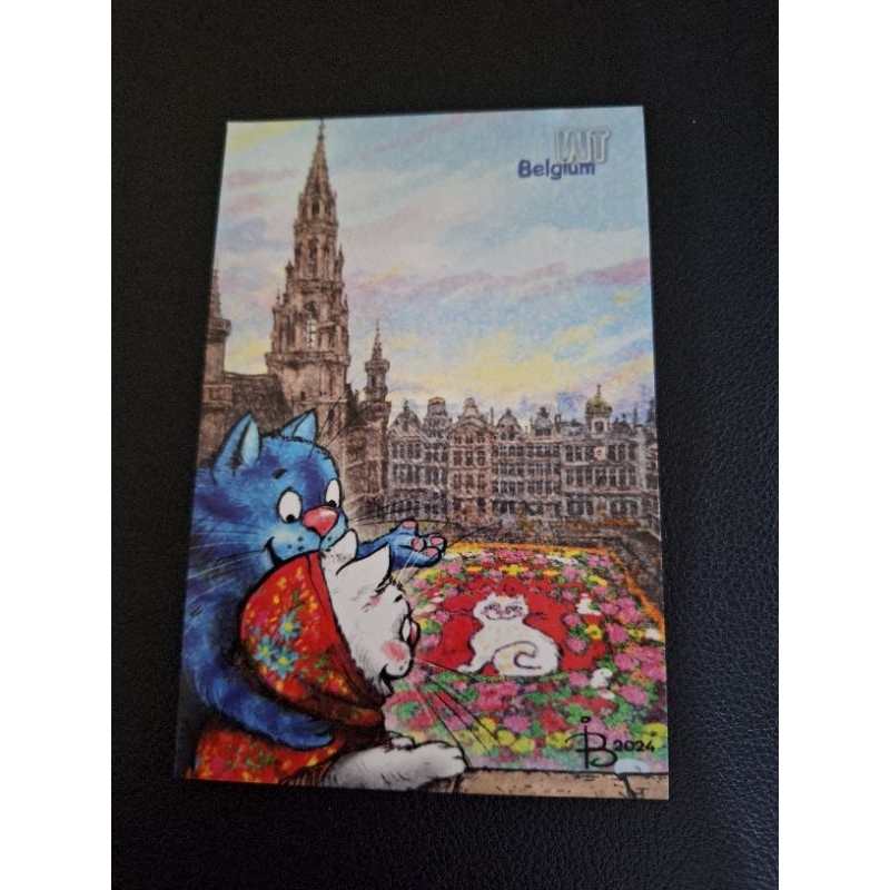 

kartu pos kucing bluecat world trip belgium postcard