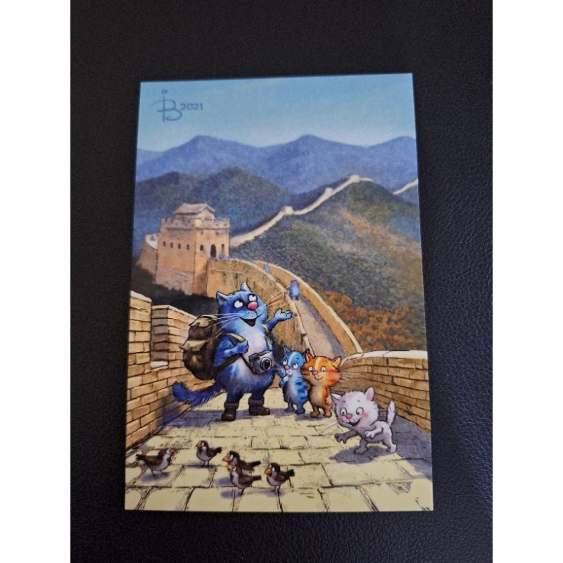 

kartu pos kucing bluecat great wall china postcard