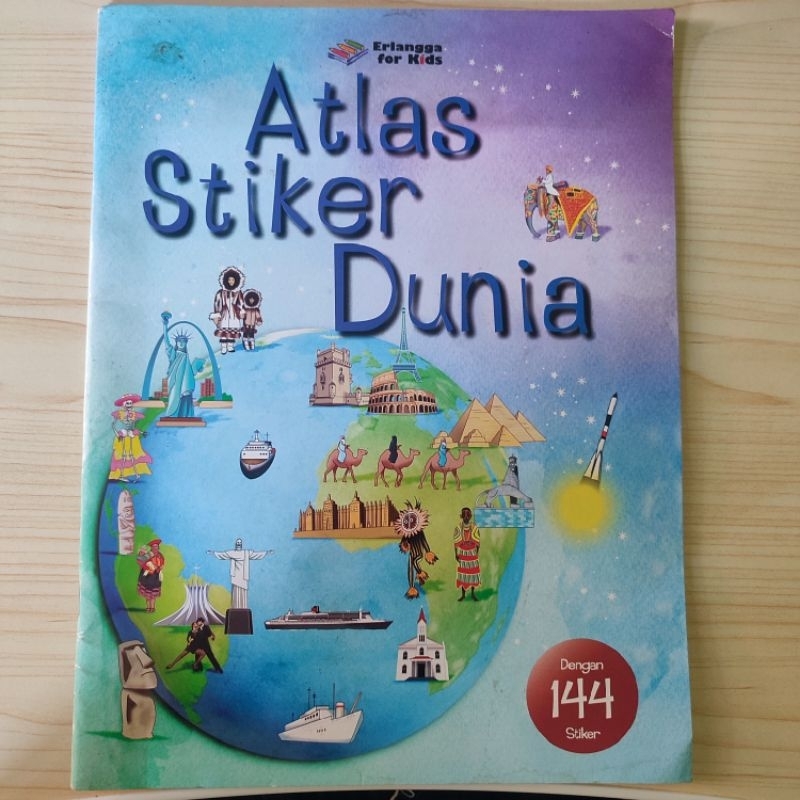 buku sticker anak atlas stiker dunia erlangga for kids 210 stiker