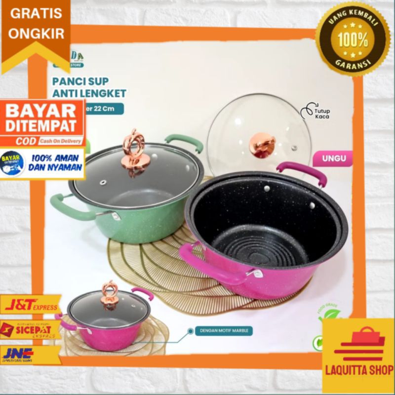 "Panci Kuah Sinda 22cm & 24cm – Panci Stainless Steel Tahan Lama, Cocok untuk Masak Sop, Sayur, Kuah