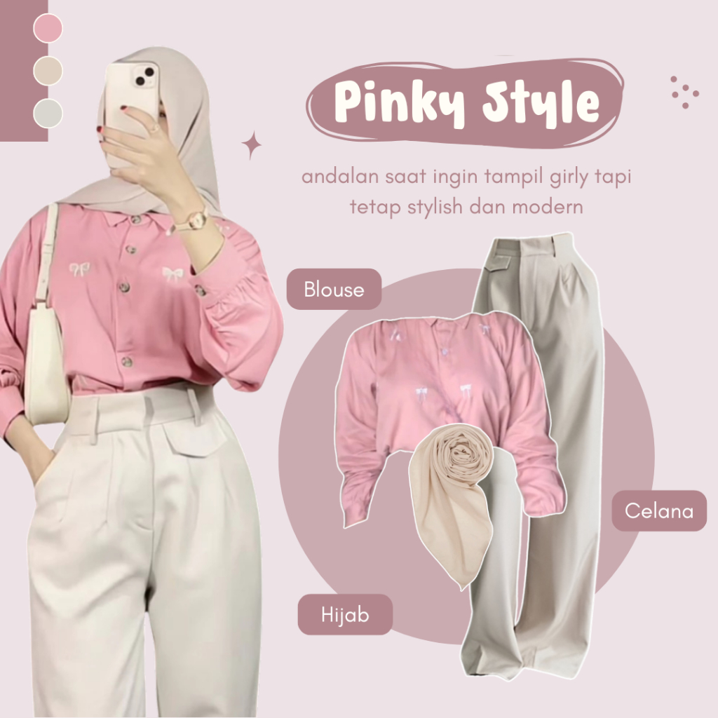 Setelan Wanita Kekinian Blouse Coquette - Oro Pants - Hijab One Set 3iin1 Korean Style - LB089
