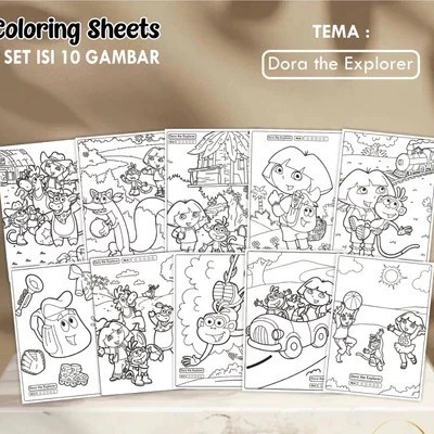 

KERTAS GAMBAR ANAK MEWARNAI KARAKTER DORA THE EXPLORER UKURAN A4 - COLORING SHEETS 1 SET ISI 10