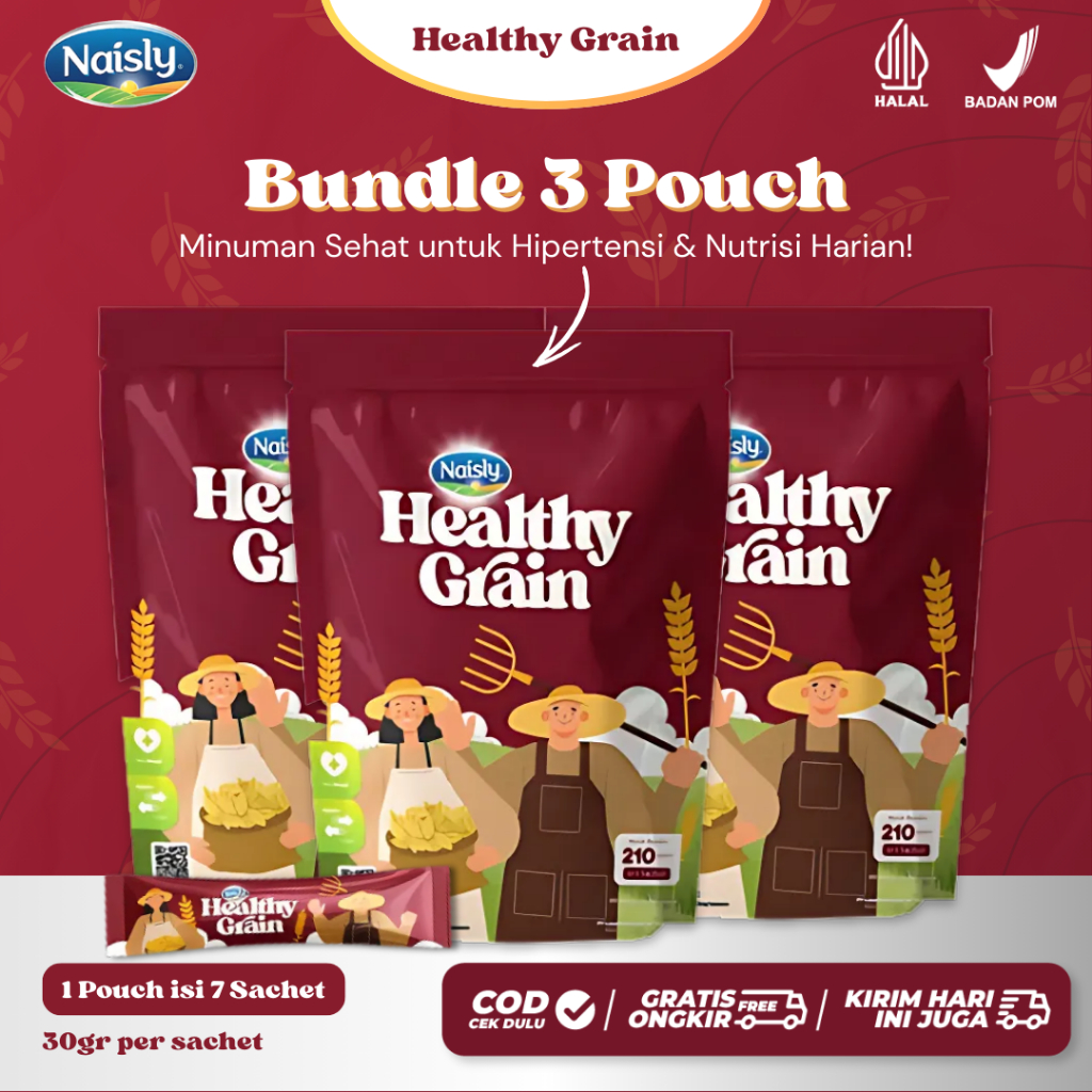 

Healthy Grain Minuman Herbal Multigrain untuk Hipertensi & Nutrisi Sehat Harian 3 Pouch
