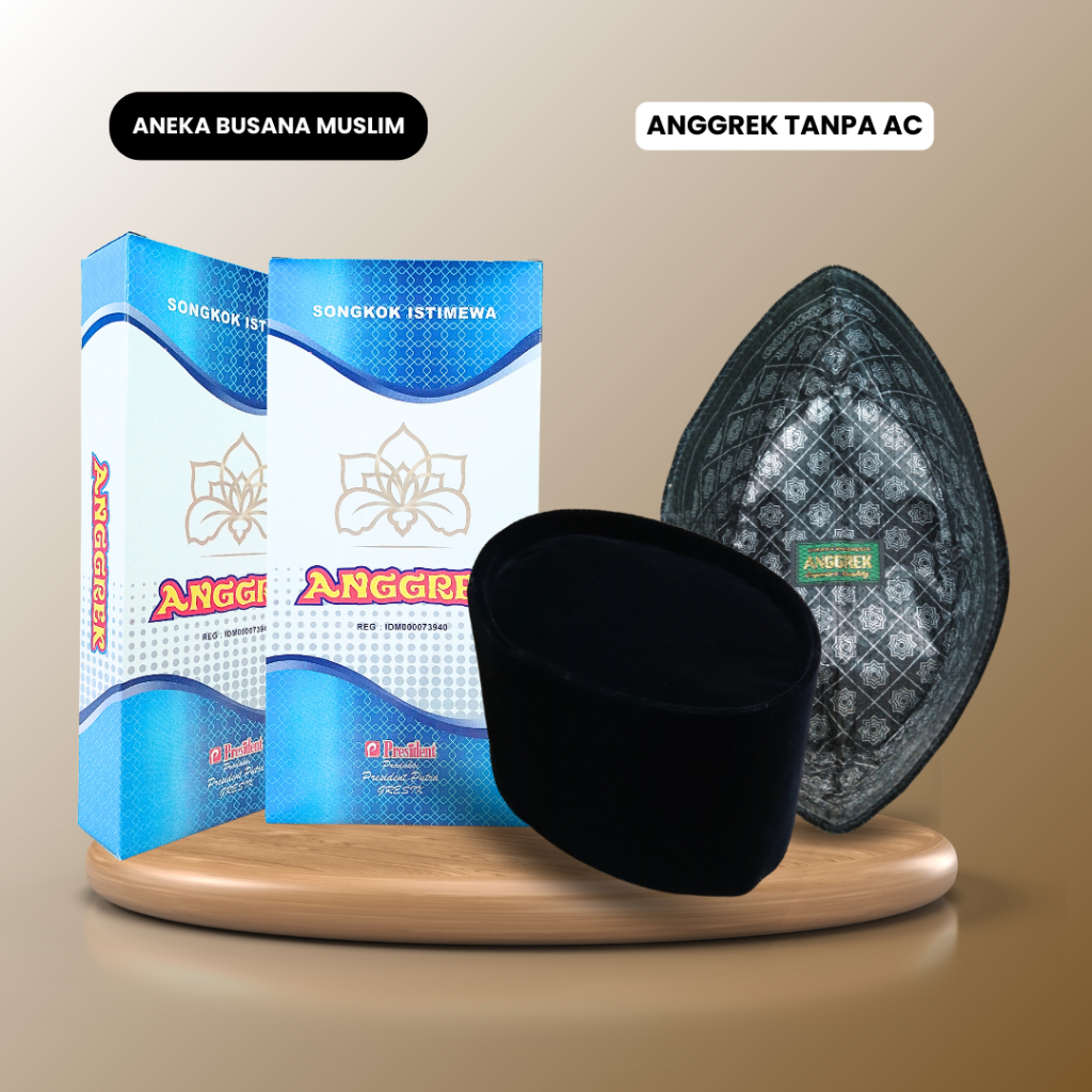 Songkok Anggrek Non AC / AA Formal Hitam Songkok Kopyah Nasional Peci Hitam Polos