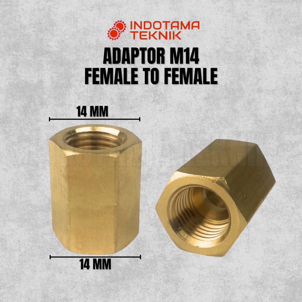 Converter Adaptor Sambungan Penyambung Penghubung Nepel Thread Drat M14 14 MM 14MM Female To Female