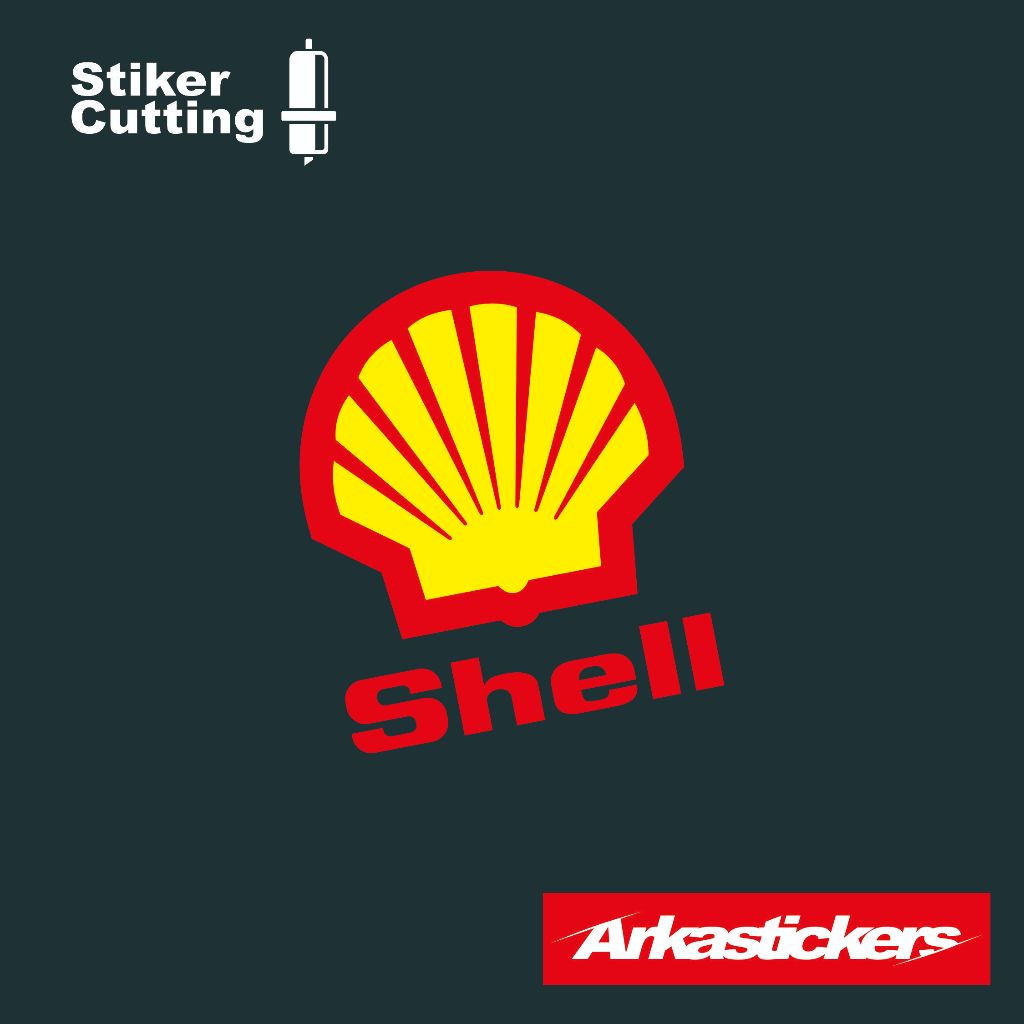 Stiker Cutting SHELL LOGO untuk Motor Mobil Helm dll bisa menyala apabila terkena cahaya - Stiker SH