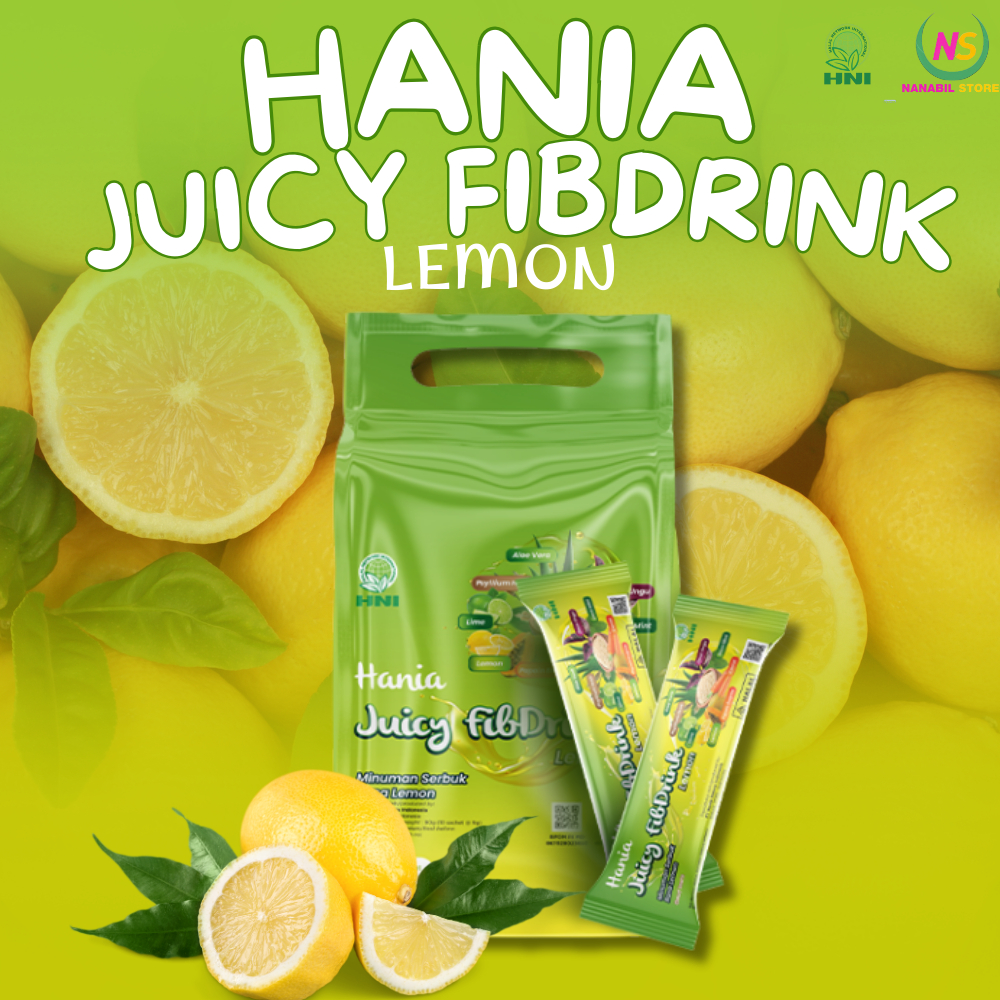 

HANIA JUICY FIBDRINK LEMON, Minuman Serbuk Rasa Lemon HNI HPAI