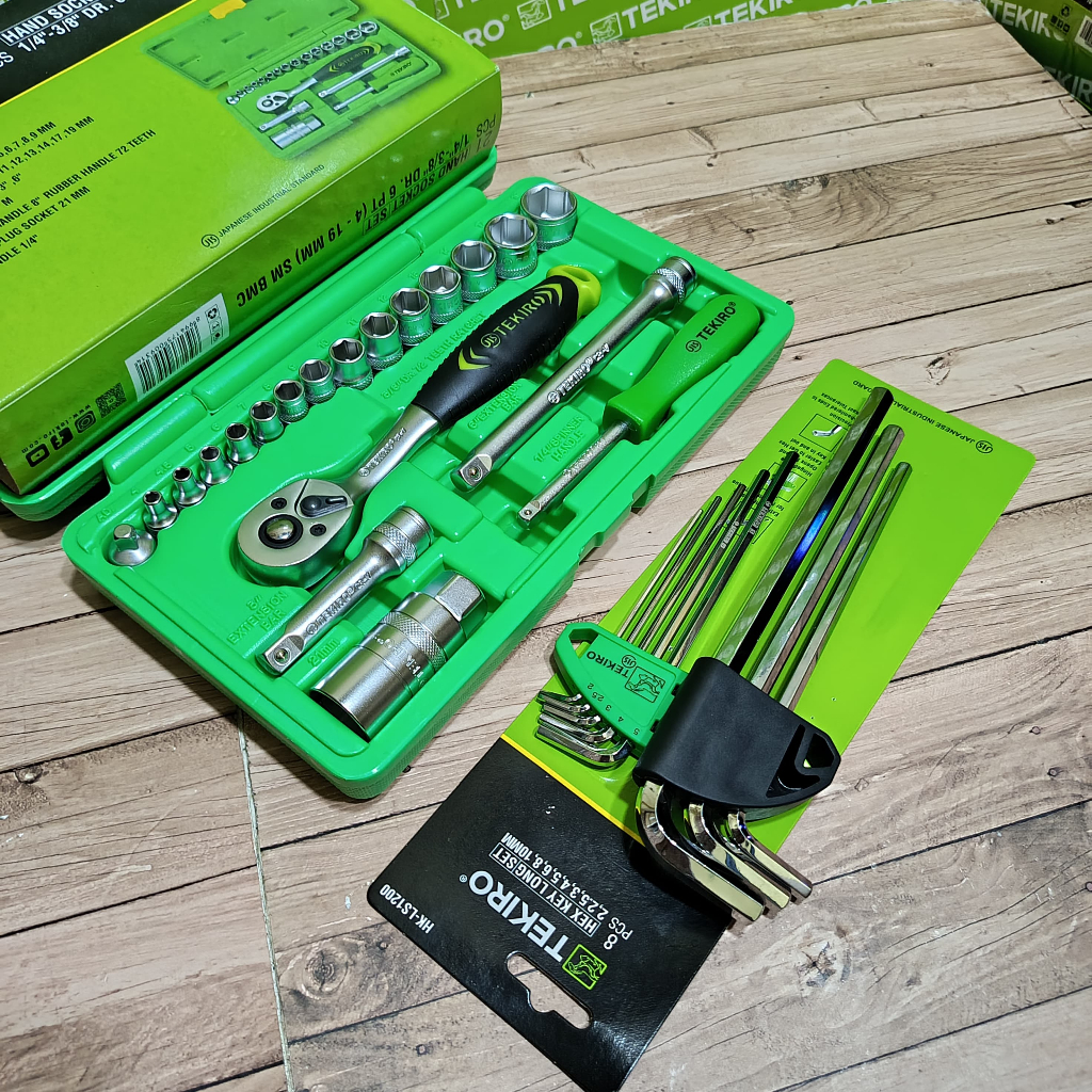 Tekiro kunci shock sock sok set 21 pcs / Kunci L Tekiro Panjang 1 Set Lengkap - kunci set komplit te