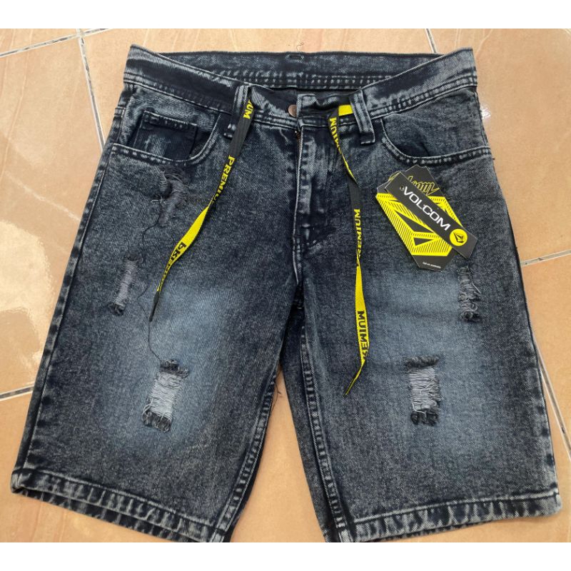 CELANA PENDEK PRIA SOBEK SNOW ABU PREMIUM Denim 13oz Size 28--33