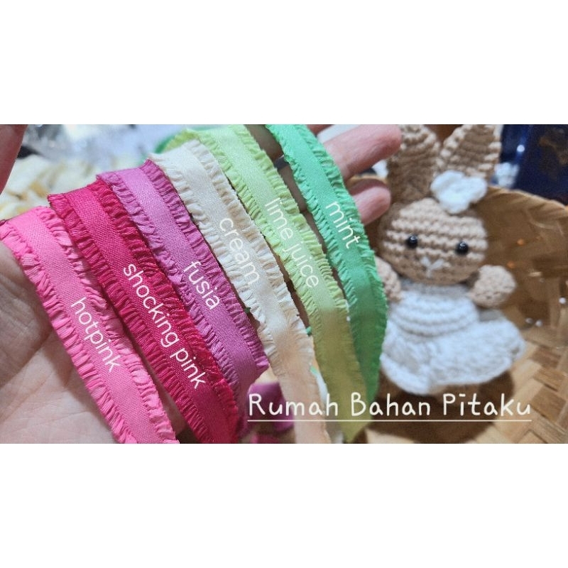 (RE-75 )FOE/PITA KARET RUFFLE (ELASTIS) UKURAN 1,5 CM ANEKA WARNA, HARGA per-YARD (=90CM)