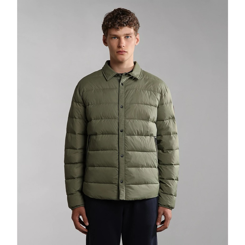 Napapijri Snohetta Puffer Short Jacket In Olive Green